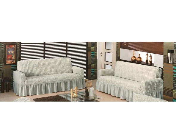 Altın Kelebek Bürümcük Koltuk Örtüsü Maxi Çekyat (3+3)-Gri ürün görseli 1