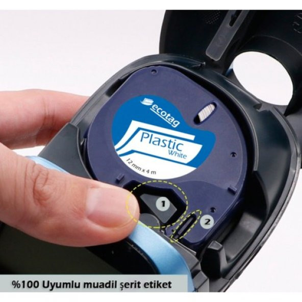 ECOTAGPLUS Dymo Letratag Muadili Thermal Plastik Şerit Etiket Beyaz 10lu - 4