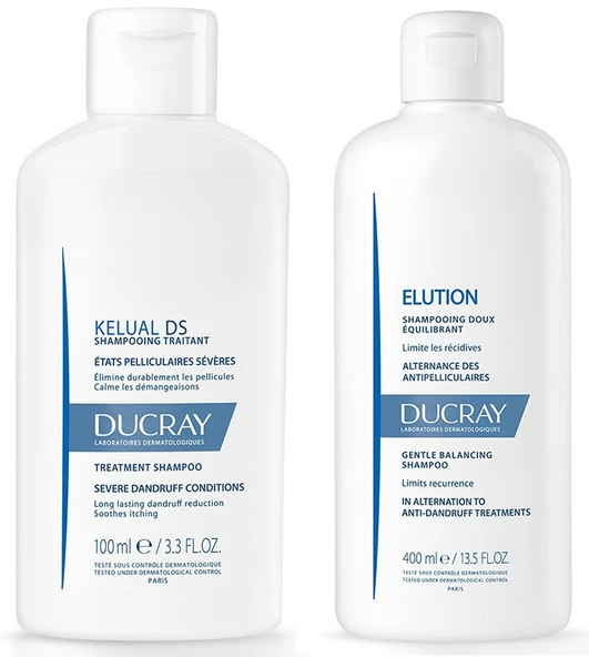 Ducray Kelual DS Kepek Karşıtı Şampuan 100 ml - Ducray Elution Kepek Karşıtı Tamamlayıcı Şampuan 400 ml