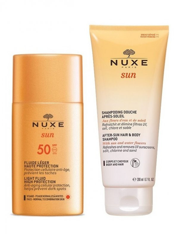Nuxe Nuxe Hafif Dokulu Yüz Kremi SPF 50 50 ml- Güneş Sonrası Nemlendirici Saç ve Vücut Şampuanı