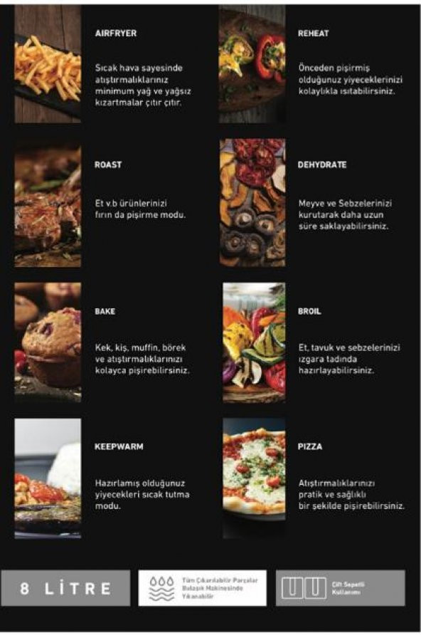 King KYF32 Magicchef Çift Sepetli Sıcak Hava Fritözü 8 Litre - 4