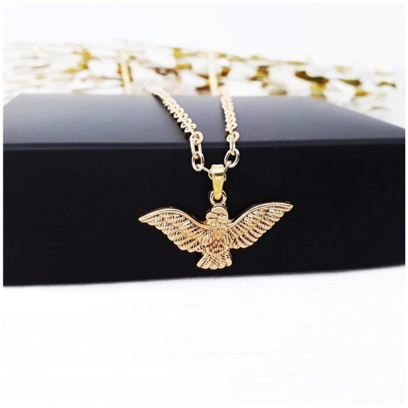 Gold Renk Erkek Albatros Kuşu Kolye - 2