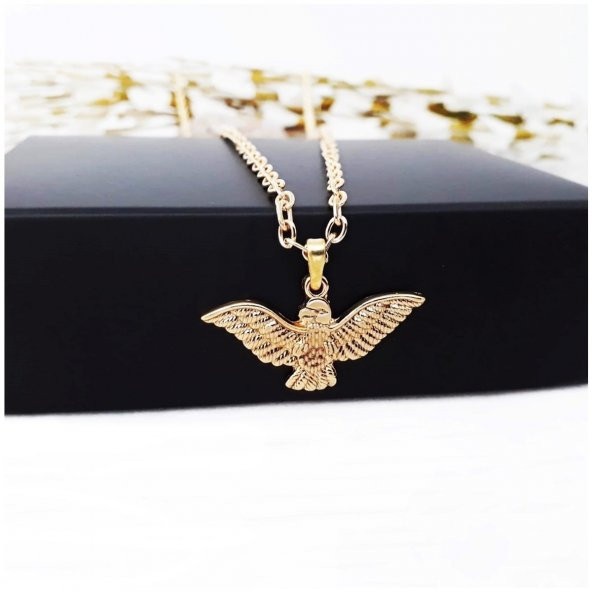 Gold Renk Erkek Albatros Kuşu Kolye - 3