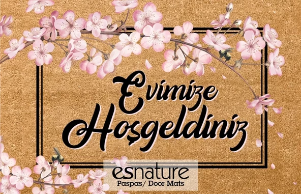 Esnature Evimize Hoşgeldiniz Japon Kiraz Çiçeği Desenli Kapı Önü Paspası 45x70 Cm - 4