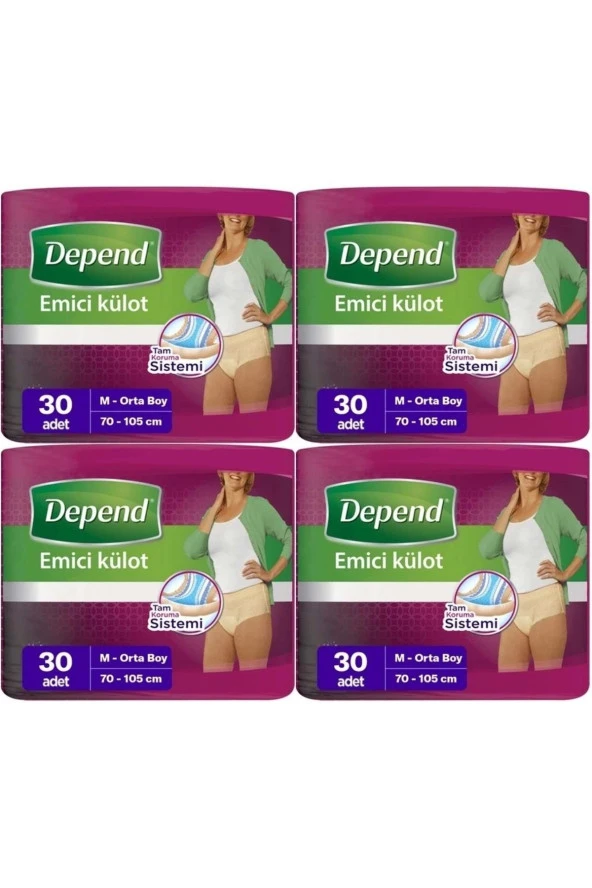 Depend Emici Külot Hasta Bezi Medium - Orta Kadın 120 Adet (4pk*30)