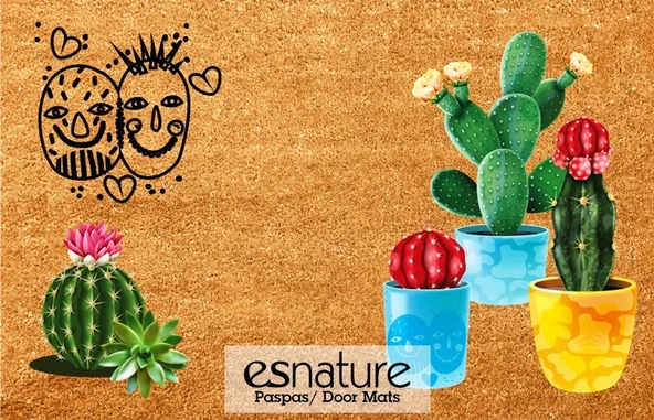 Esnature Kaktüs Desenli Kapı Önü Paspası 45x70 Cm - 4