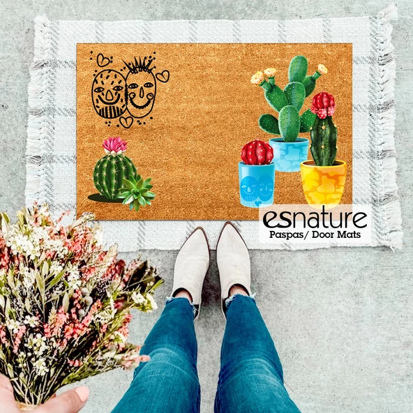 Esnature Kaktüs Desenli Kapı Önü Paspası 45x70 Cm - 3
