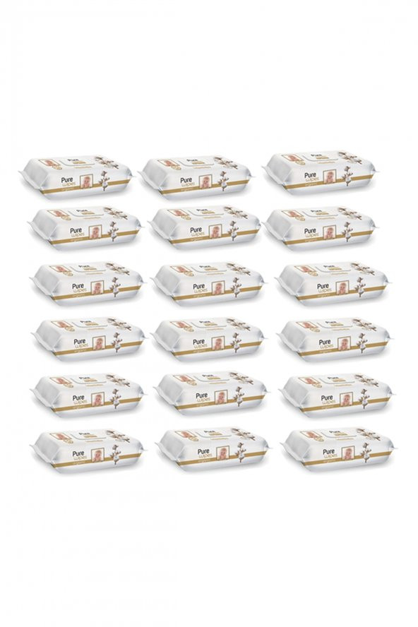 Pure Wipes Pamuklu Organic Islak Mendil 90' Lı 18 Paket 1620 Yaprak ürün görseli