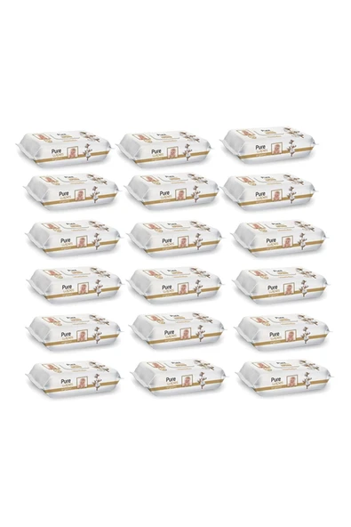 Pure Wipes Pamuklu Organic Islak Mendil 90' Lı 18 Paket 1620 Yaprak