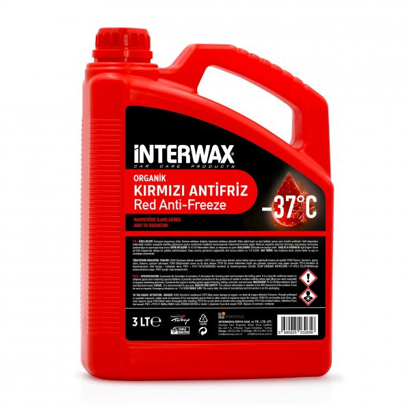 INTERWAX ANTİFRİZ -37°C ORGANİK KIRMIZI 3 LT