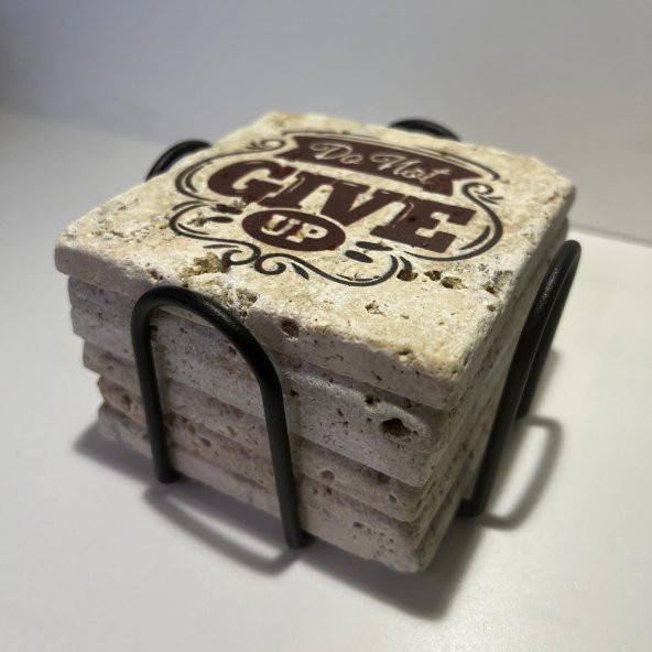 Doğal Taş Bardak Altlığı 6lı Telli Model B (Quotes Tema) - 3