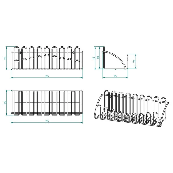 2'li Tel Raf Düzenleyici Çiçeklik Siyah Duvar Raf Seti - 8