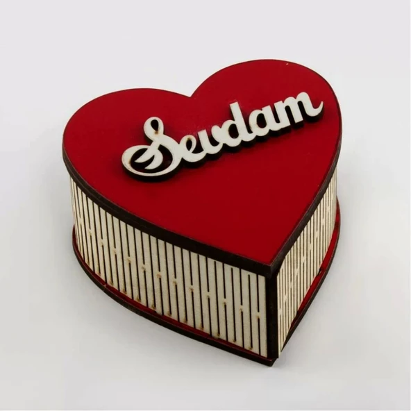 Sevdam Yazılı Ahşap Süs ve Hediye Kutusu - 2