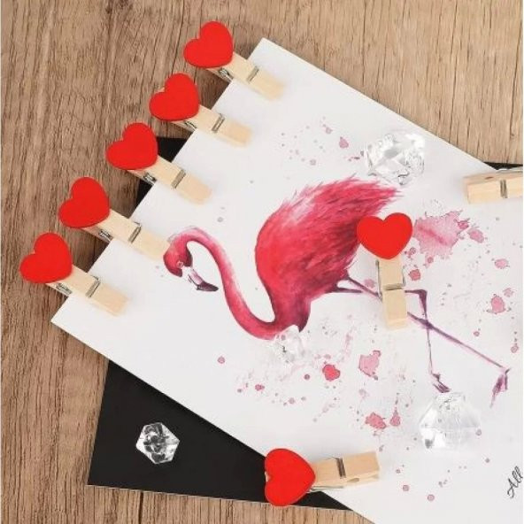 Kalpli Ahşap Mandal Seti 10 Adet Polaroid Fotoğraf Mandalı