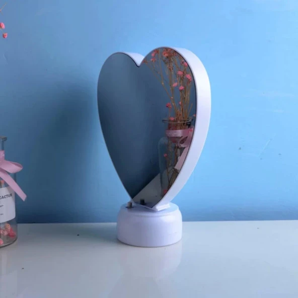 Dijital Sihirli Led Işıklı Fotoğraflı Kalp Şekilli Ayna Çerçeve - 3