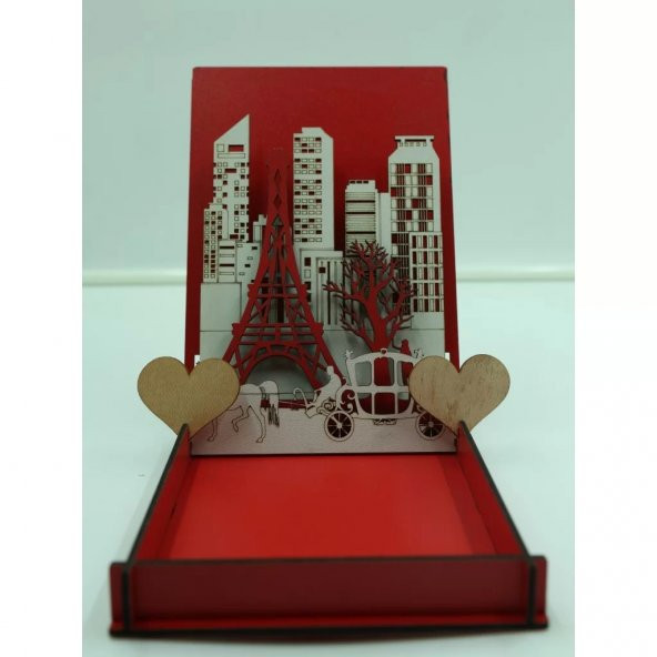 Aşkım Yazılı İçi Figürlü Ahşap Kutu - 2