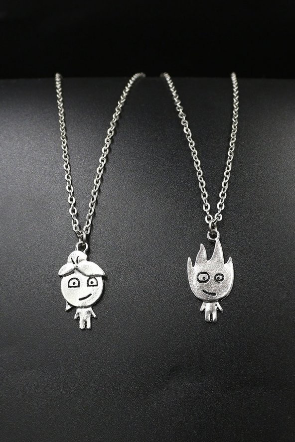 Gri Ateş Ve Su Best Friends Bff Sevgili İkili Kolye Takı Set - 4