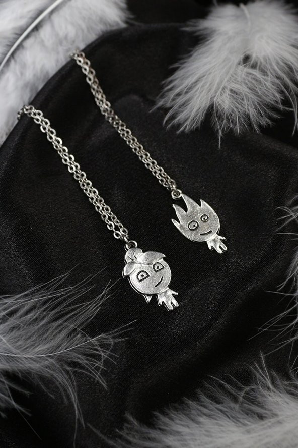 Gri Ateş Ve Su Best Friends Bff Sevgili İkili Kolye Takı Set - 5