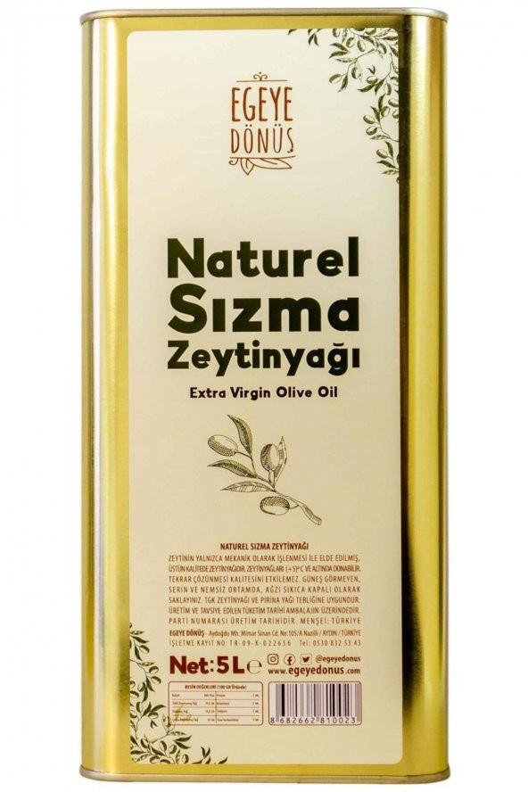 Natürel Sızma Zeytinyağı Teneke (Yeni Sezon) - 5 Litre