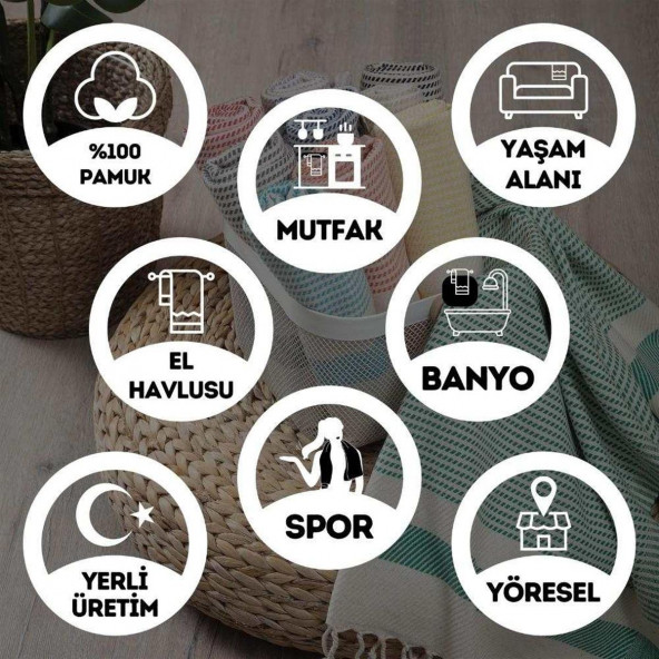 Geleneksel Havlu Pamuk Kumaş Kurulama Bezi Peşkir 1 Adet Frezya - Sarı - 2