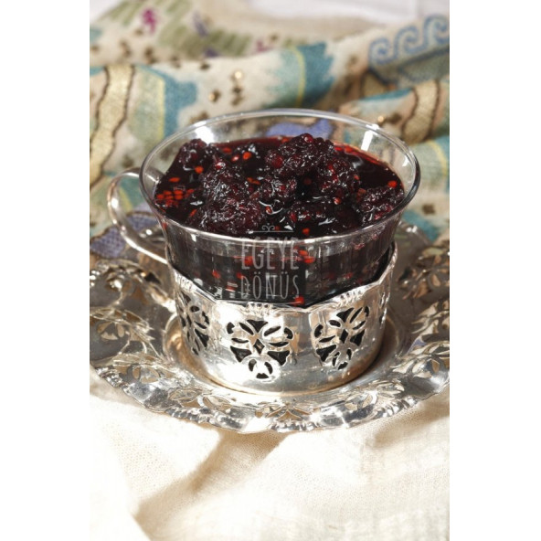 Geleneksel Karadut Reçeli Tatlı Lorla Tüketilebilir Cam Kavanoz - 450 Gr. (65-70 Meyve Oranı) - 6