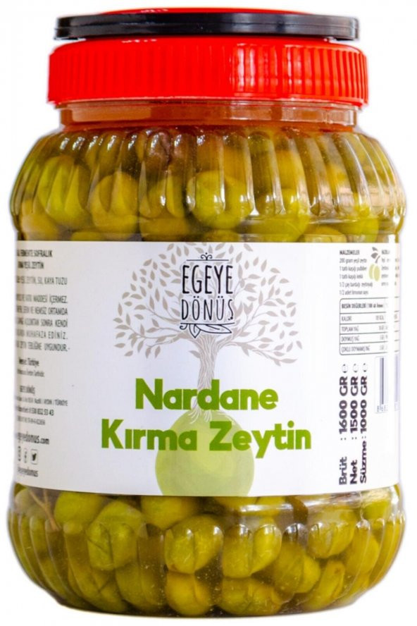 Ev Yapımı Geleneksel Nardane Mini Boy Yeşil Kırma Zeytin - 1 Kg (Naturel Salamura Tuz ve Su İçerir)