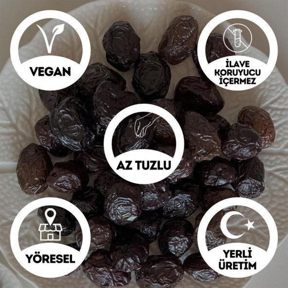 Çok Az Tuzlu Kuru Sele Siyah Zeytin (Kurutma Siyah Light Zeytin) - 1 Kg. - 2