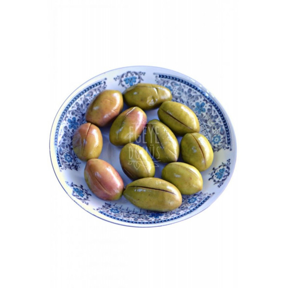 Ev Yapımı Geleneksel Kalamata İri Boy Yeşil Çizik Zeytin Palamut - 1 Kg. (Sadece Tuz ve Su İçerir) - 3