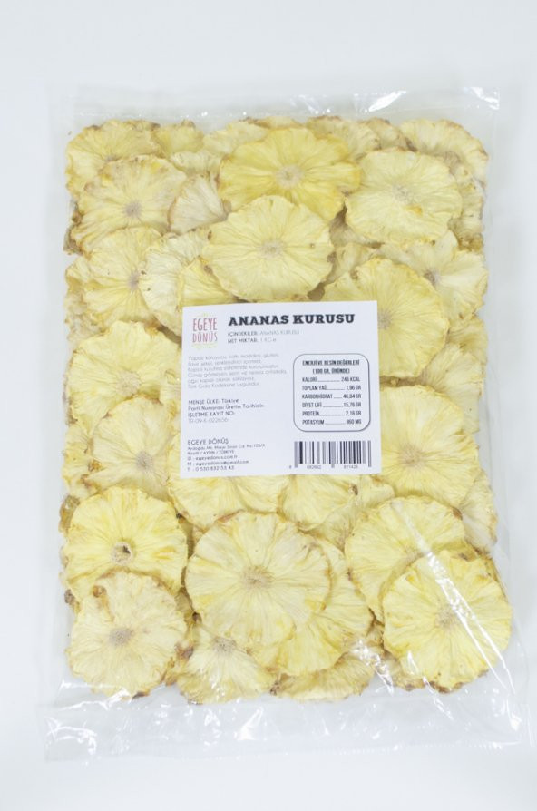 Ananas Kurusu Meyve Cipsi - 1 Kg. (İlave Şekersiz - Kokteyl Meyvesi - Toptan Ananas Kurusu)