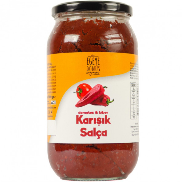 Yöresel EvYapımı Karışık Salça Cam Kavanoz- 1 Kg. (Domates Ve Tatlı Biber Salçası Karışımı)