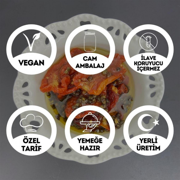 Ev Yapımı Naturel Sızma Zeytinyağlı Bilye Dağ Kekikli Kahvaltılık Kuru Domates Cam Kavanoz-500 Gr. - 2