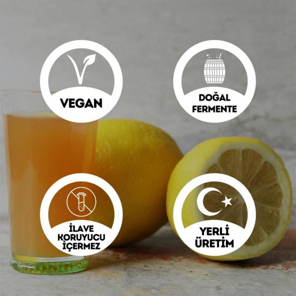 Katkısız Doğal Fermente Limon Sirkesi Cam Şişe - 500 Ml. (Geleneksel Yöntemle Mayalanmıştır.) - 2