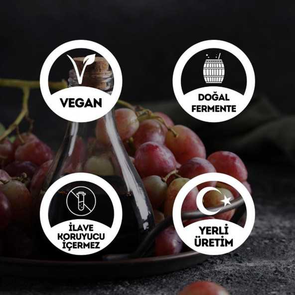 Katkısız Doğal Fermente Üzüm Sirkesi Cam Şişe - 500 Ml. (Geleneksel Yöntemle Mayalanmıştır.) - 2