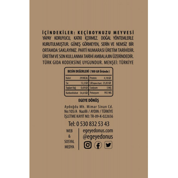 Keçiboynuzu Meyvesi Harnup Kurusu - 250 Gr. (Yeni Mahsül - 1. Sınıf - Tane Keçi Boynuzu Bal) - 9