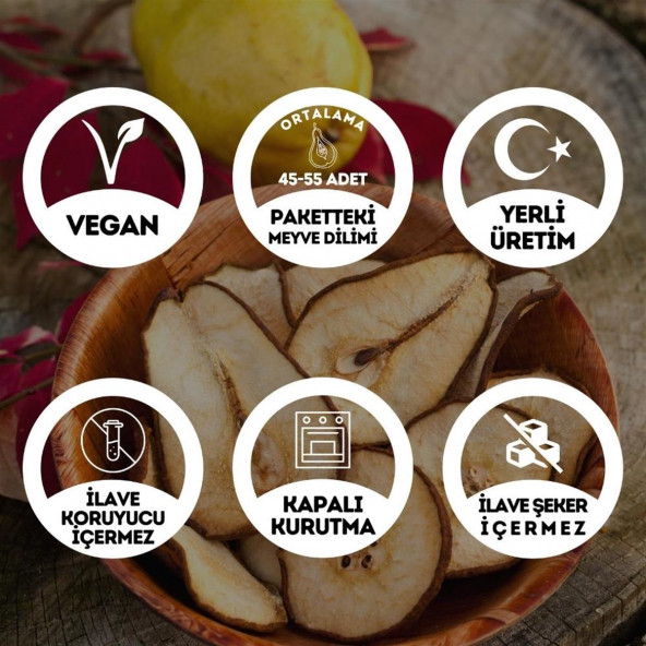 Şekersiz Armut Meyve Kurusu Cipsi - 100 Gr. (Yüksek Aroma-Kokteyl Meyvesi-Katkı Koruyucu İçermez) - 2