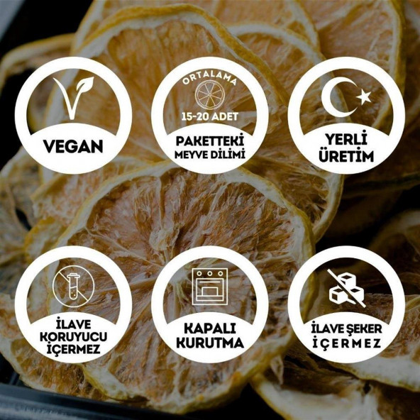 Şekersiz Limon Meyvesi Kurusu Cipsi - 40 Gr. (Yüksek Aroma - Kokteyl Meyvesi -Koruyucu İçermez) - 2