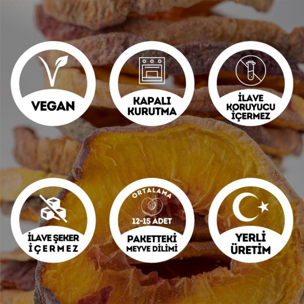 Şekersiz Şeftali Meyvesi Kurusu Cipsi - 50 Gr. (Yüksek Aroma - Kokteyl Meyvesi -Koruyucu İçermez) - 2