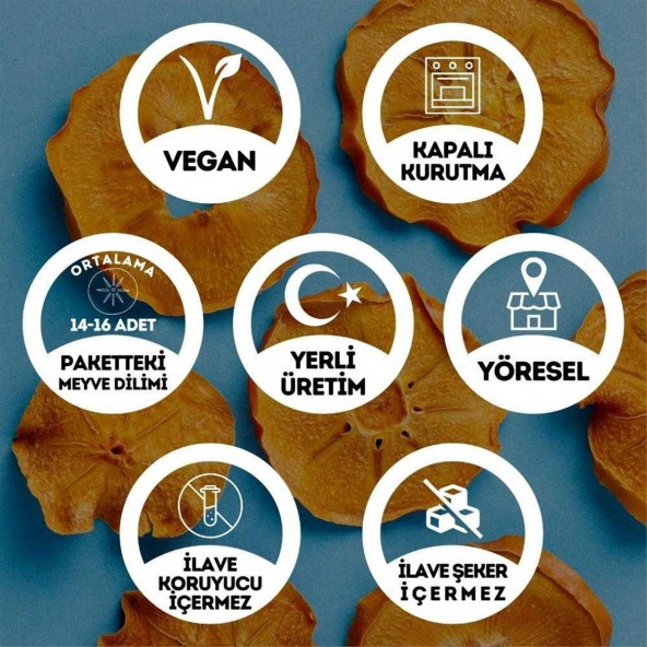 Şekersiz Trabzon Hurması-Cennet Elması-Cennet Hurması Meyvesi Kurusu(Dilim)-100 Gr(Koruyucuİçermez) - 2