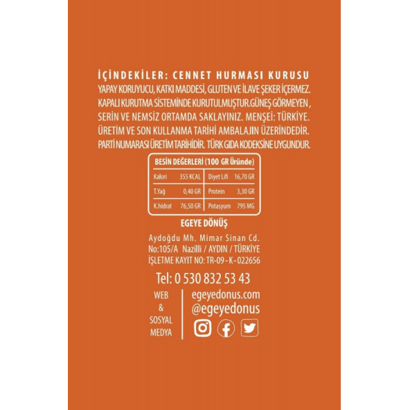 Şekersiz Trabzon Hurması-Cennet Elması-Cennet Hurması Meyvesi Kurusu(Dilim)-100 Gr(Koruyucuİçermez) - 9