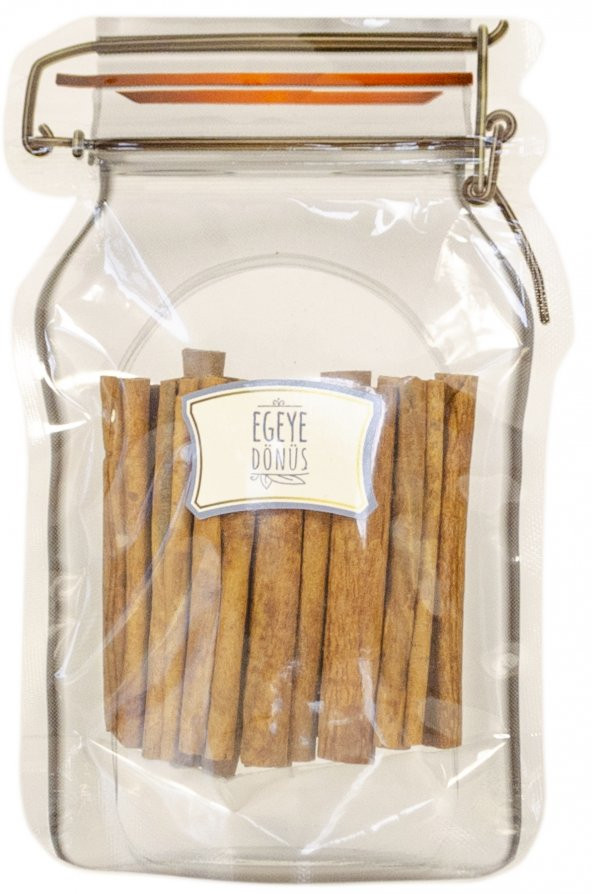 Kabuk Boru Çubuk Tarçın - 50 Gr. - Kavanoz Görünümlü Kilitli Poşet - Kilitli Saklama Poşeti