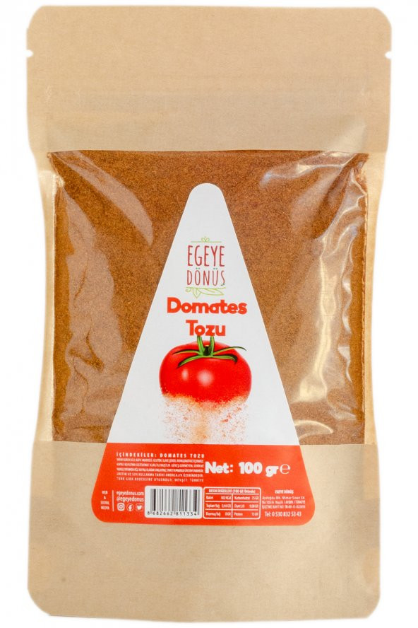 Glutensiz Domates Tozu - 100 Gr. Yüksek Aroma - Renk Verici Katkı Koruyucu İçermez