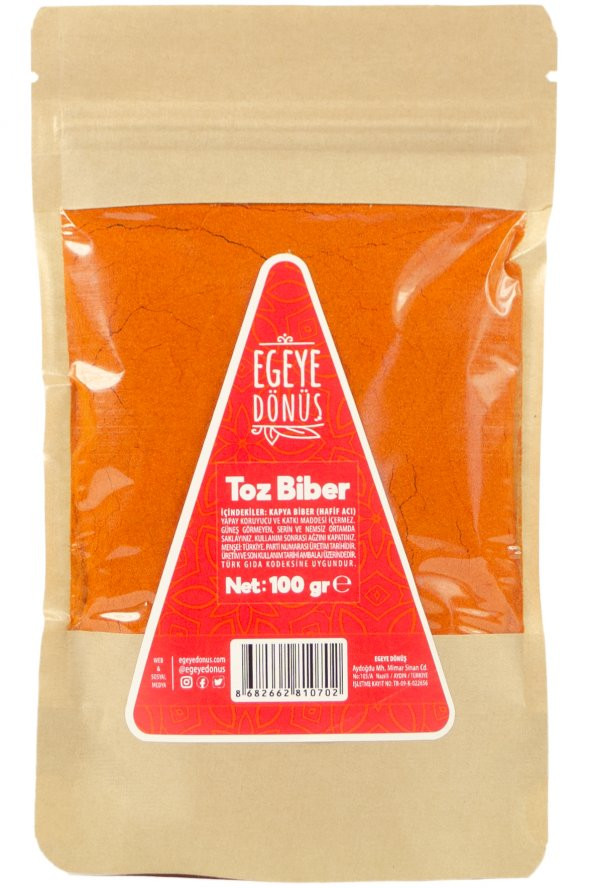 Yeni Mahsül Öğütülmüş Kırmızı Toz Biber - 100 Gr. 1. Kalite Doğal Aroma ve Renk Verici