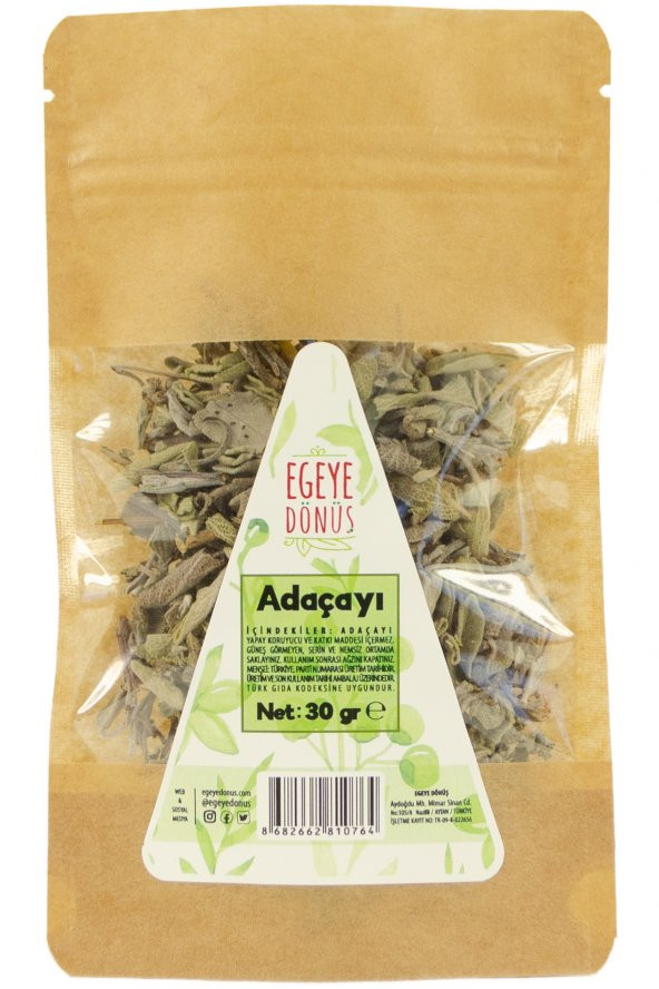 Ayıklanmış Sıyırma Tıbbi Adaçayı (Yaprak) - 30 Gr. 1. Kalite (Bitki Çayı - Yüksek Aroma)