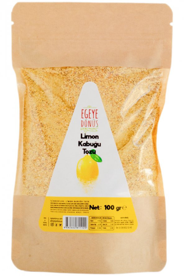 Glutensiz Limon Kabuğu Tozu - 100 Gr. (Yüksek Aroma - Renk Verici - Katkı Koruyucu İçermez.)