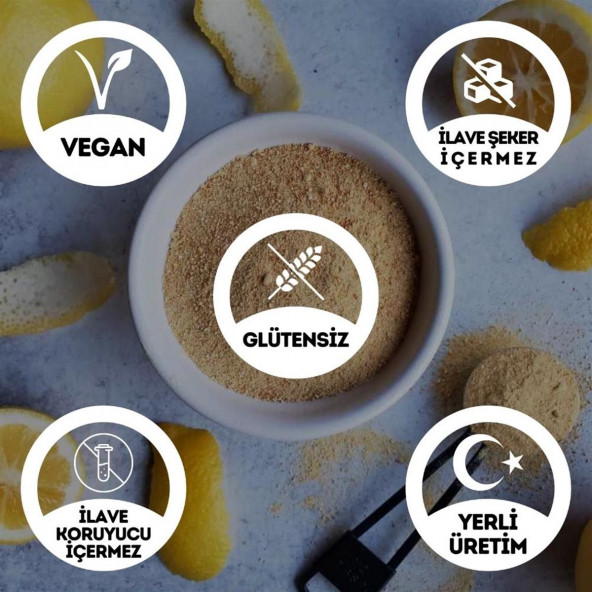 Glutensiz Limon Kabuğu Tozu - 100 Gr. (Yüksek Aroma - Renk Verici - Katkı Koruyucu İçermez.) - 2