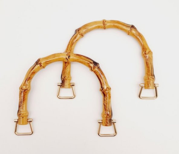 Angel Çanta Aksesuar Bambu Görünümlü Plastik Çift Sap Light Gold Metalli