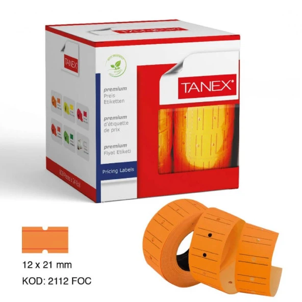 Tanex Fosforlu Turuncu Fiyat Etiketi 12x21 Mm 800x6 Adet Rulo
