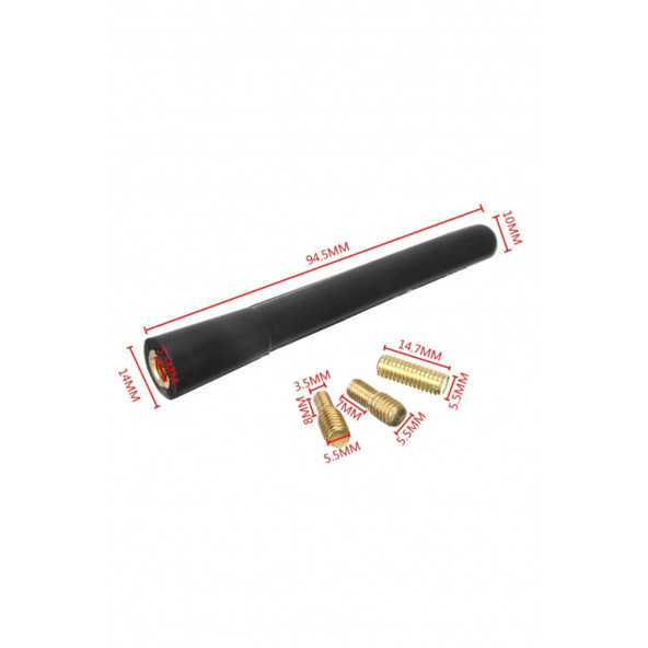 Oto 9.5 Cm Sport Araç Anten - SİYAH - 3