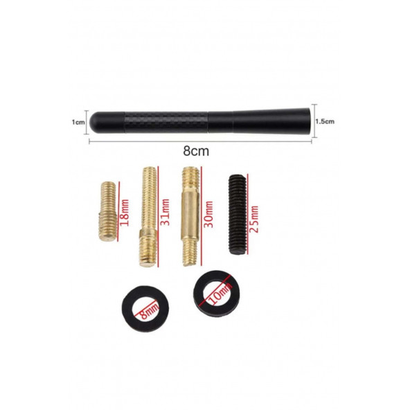 Oto 8 Cm Sport Araç Anten - SİYAH - 3