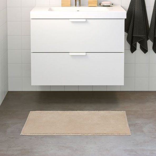 Banyo Paspası Açık Bej Renk 50x80 cm MeridyenDukkan Pamuk-Kaymaz Taban - 2